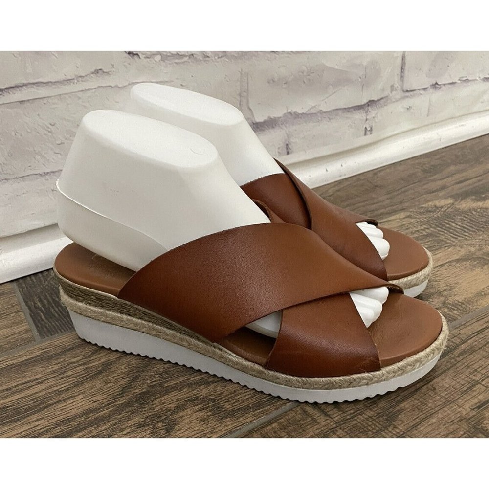 Bertuchi Size 41 ‎ US Sz 10.5 Wedge Brown Slip On Women’ Sandals Made In Spain